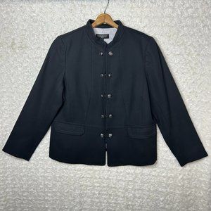 Talbots Petite Women's Black Button Up Twill Military Double Button‎ Size 16P